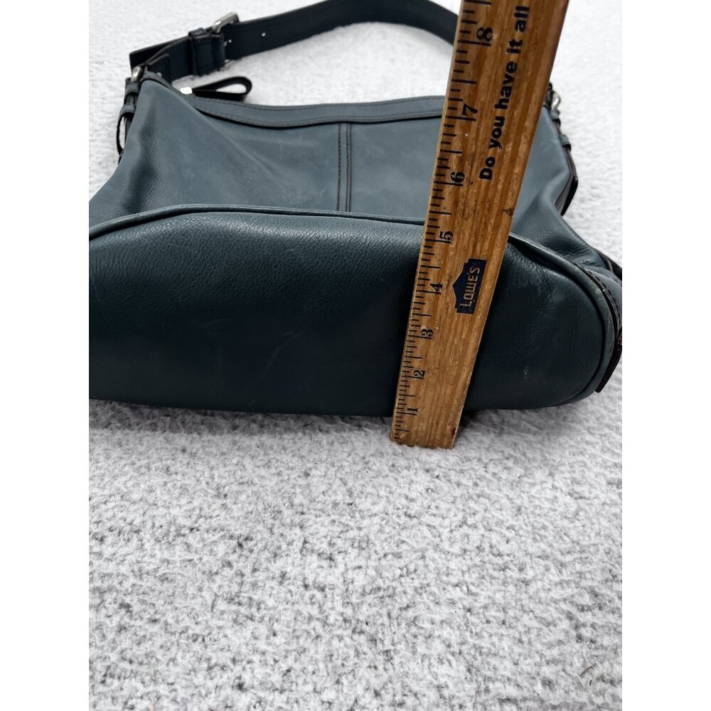 Women's Fossil Teal Leather Slouchy Hobo Shoulder Bag Silver Tone Hardware - Picture 7 of 14